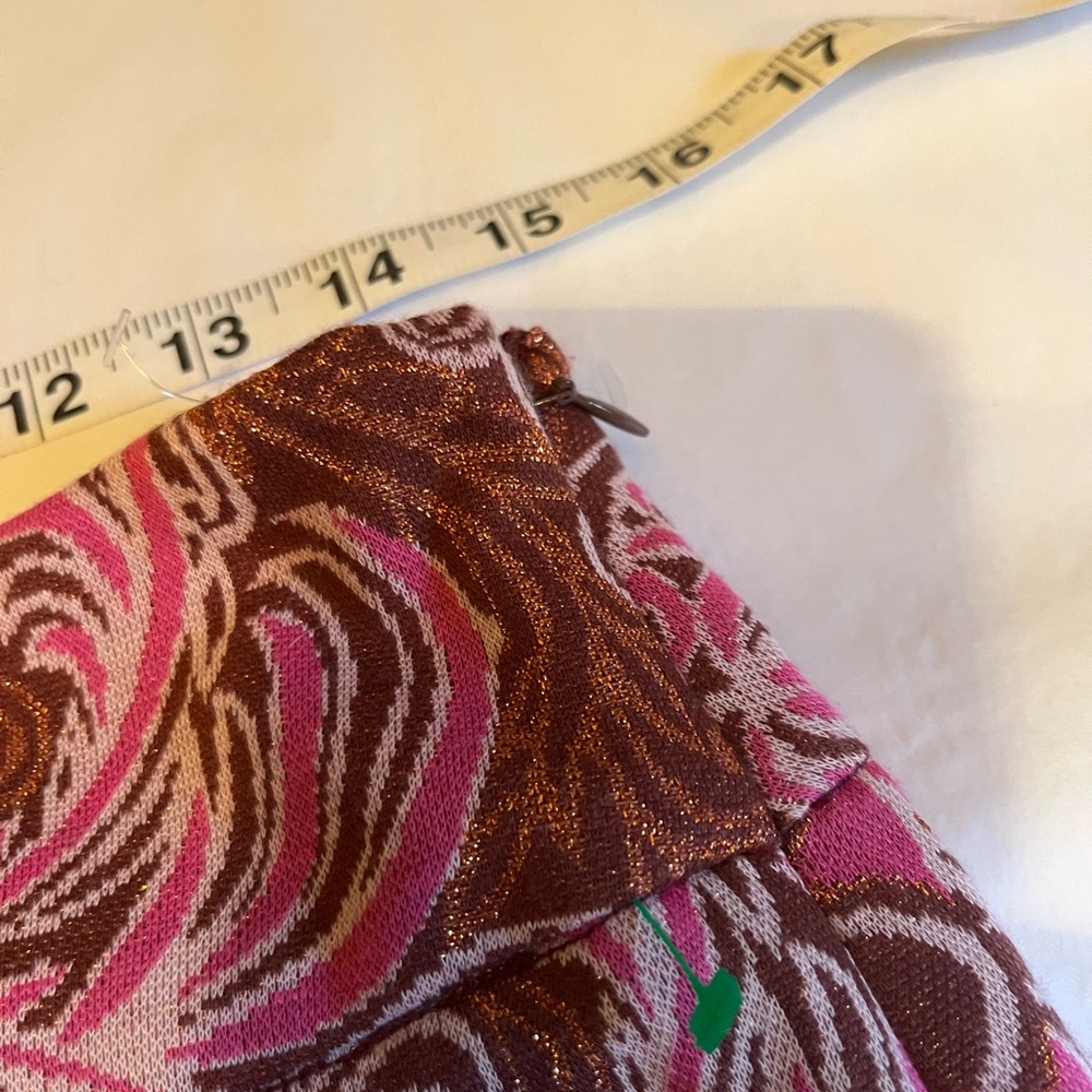 NWT Anthropologie size 10 Maria Pink and Brown Paisley Flare Pants - Picture 11 of 12
